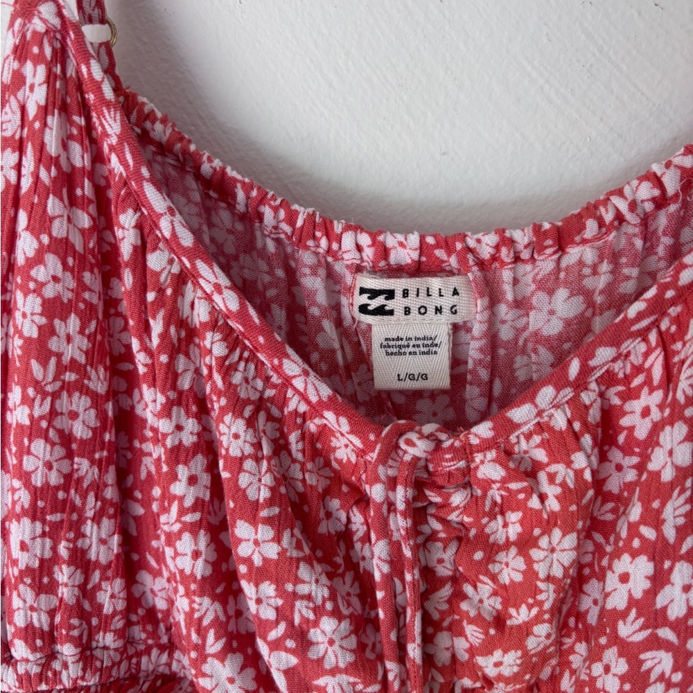 Billabong Coral Red/Orange Floral Midi Dress - Picture 3 of 4